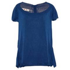 Top con bottoni in maglia di cotone blu di Marni L.A.