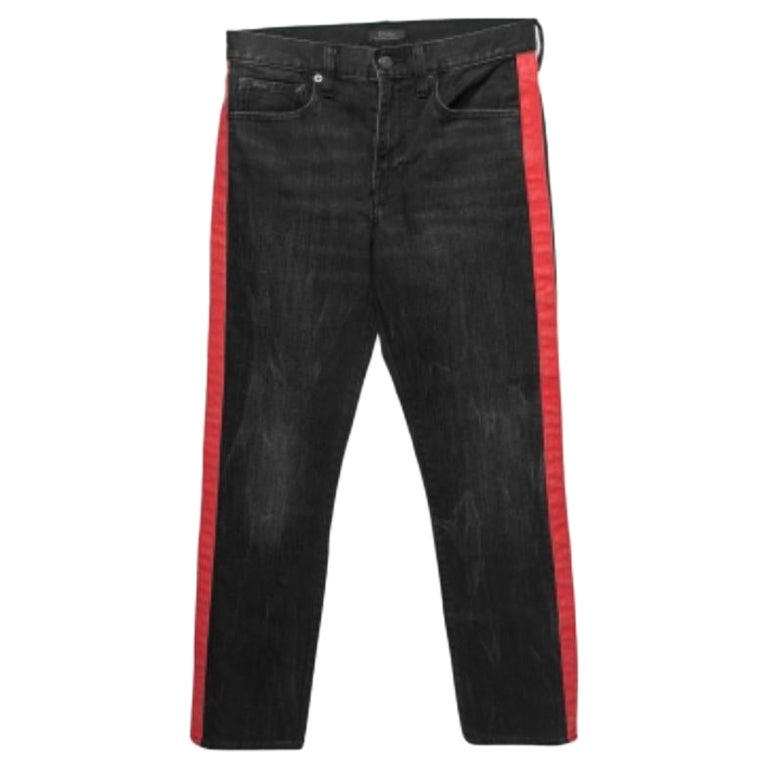 Polo Ralph Lauren Black and Red Side Stripe Denim Jeans S For Sale