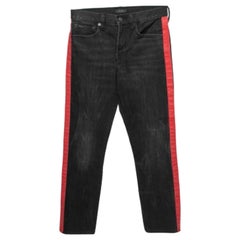 Polo Ralph Lauren Jeans en denim à rayures latérales noires et rouges S
