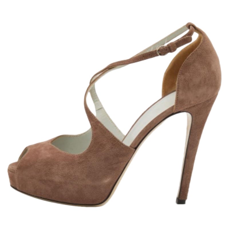 Sandalias de plataforma con puntera abierta de ante marrón D&G talla 38,5