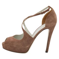 Sandalias de plataforma con puntera abierta de ante marrón D&G talla 38,5