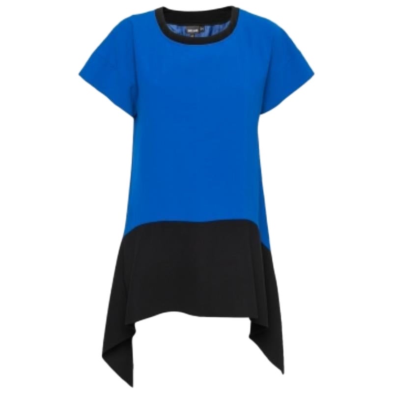 Just Cavalli - Tunica oversize in crepe con stampa leopardata blu - M. I. in vendita