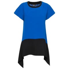 Just Cavalli - Tunica oversize in crepe con stampa leopardata blu - M. I.
