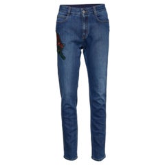 Stella McCartney jean bleu marine brodé de chat sauvage, taille M