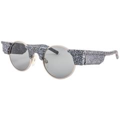 Neu Vintage Karl Lagerfeld Runde graue Marmor 80er Jahre Made In Germany Sonnenbrille