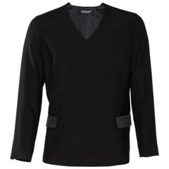M-One Black Wool V-Neck Pullover Jacket M