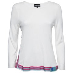 Emporio Armani White Knit Contrast Detail Top S
