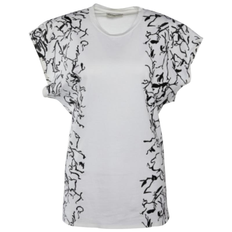 Balenciaga White Abstract Print Cotton Crew Neck T-Shirt M For Sale
