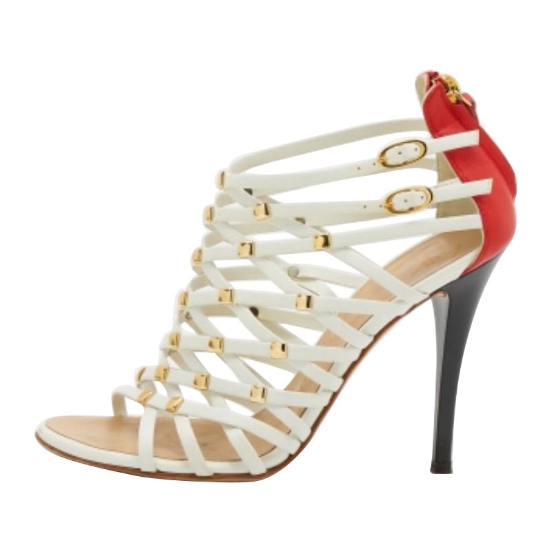 Giuseppe Zanotti Sandali Strappy impreziositi in pelle bianca/rossa Taglia 36