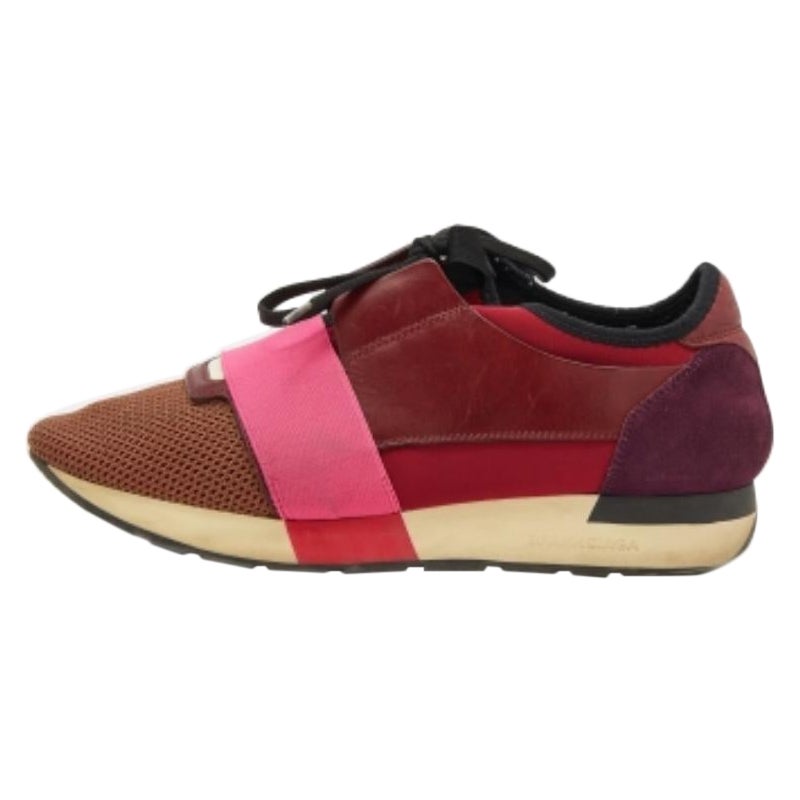Balenciaga Piel Multicolor Y Malla Race Runner Low Top Sneakers Talla 40