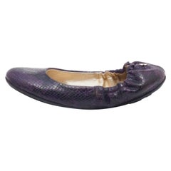 Jimmy Choo Bailarinas de piel con relieve de pitón morado/negro talla 36.5