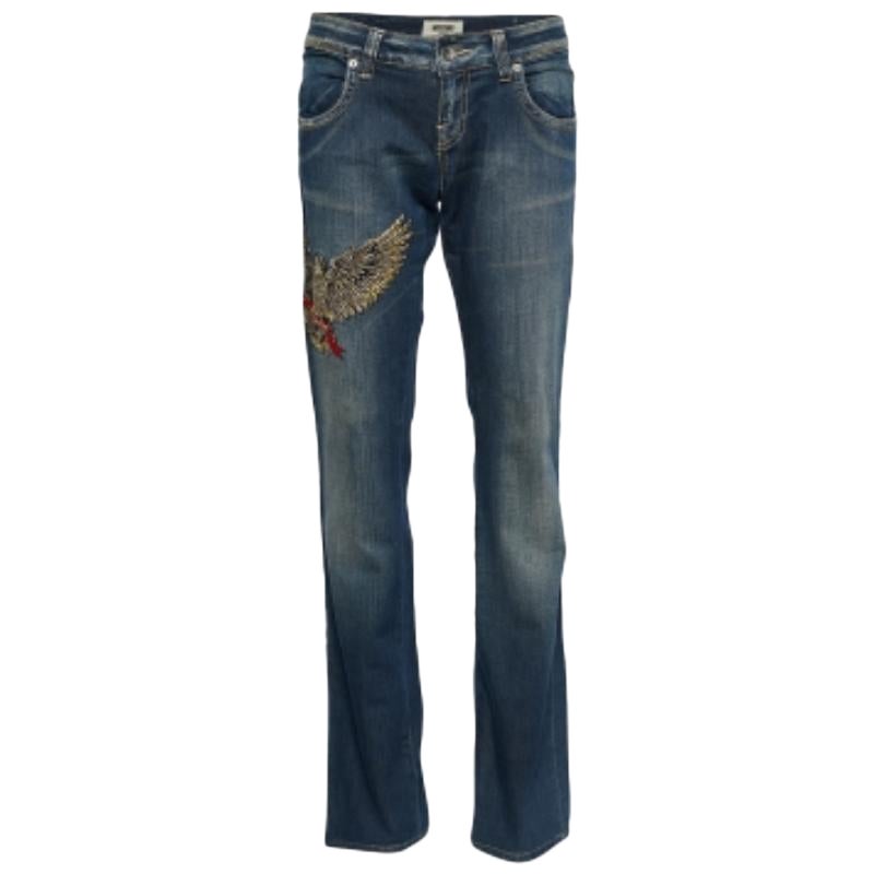Moschino Jeans Vaqueros Bordados Bordados Azul Marino L en venta