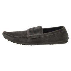 Louis Vuitton - Mocassins en daim gris foncé, taille 43