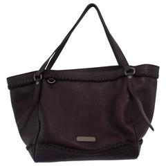 Retro Burberry Dark Brown Leather Shoulder Bag