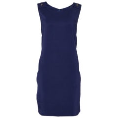 Versace Navy Blue Crepe Sleeveless Shift Dress M