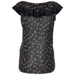 RED Valentino Noir Top sans manches en coton imprimé floral M.