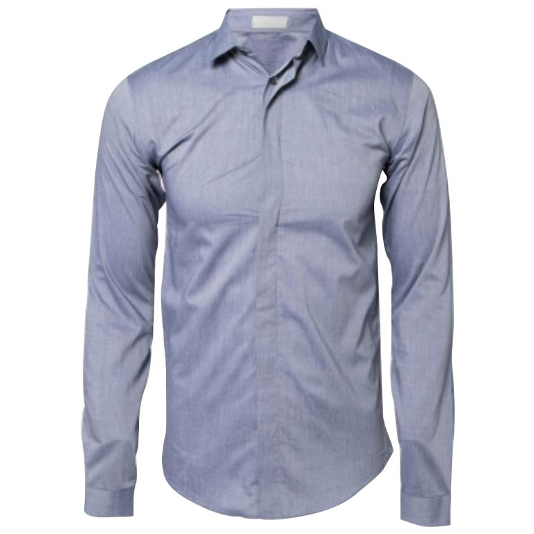 Dior Blue Cotton Button Front Shirt S For Sale