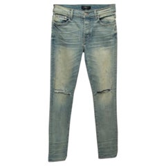 Amiri Blue Distressed Denim Skinny Jeans M Waist 32" (taille 32)