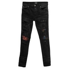 Amiri Black Distressed Denim Panelled Skinny Jeans M Taille 32"