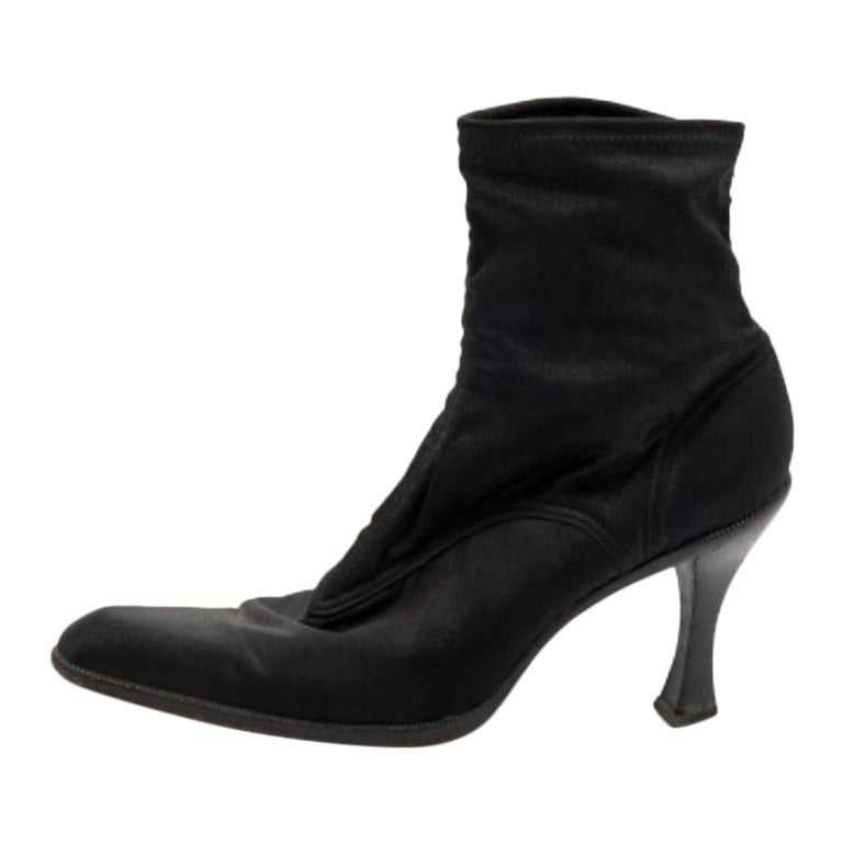 Sergio Rossi Schwarze Stiefeletten aus Spandex in Knöchellänge Größe 39 im Angebot