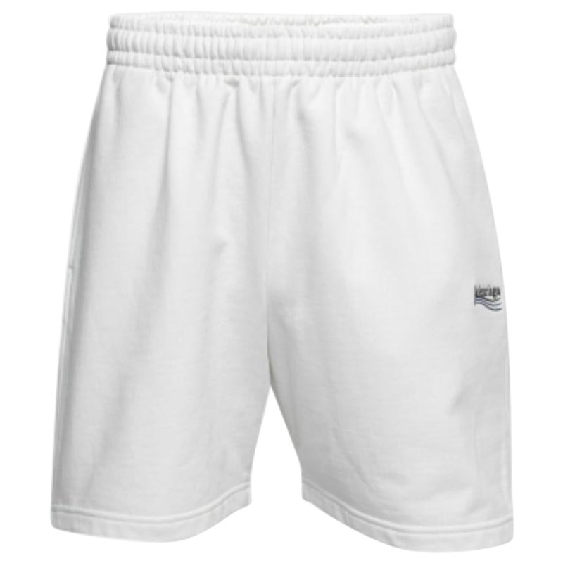 Balenciaga White Logo Embroidered Cotton Shorts S For Sale
