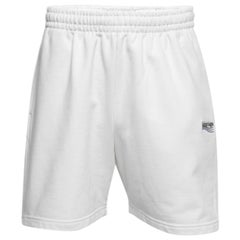 Balenciaga White Logo Embroidered Cotton Shorts S