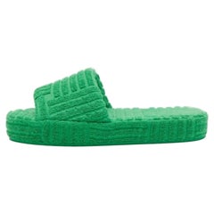 Bottega Veneta Sandales à plateforme en tissu de coton vert Resort Taille 39
