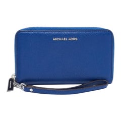 Portefeuille en cuir bleu Jet Set à fermeture éclair Michael Kors