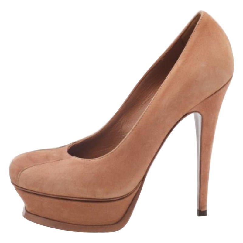 Yves Saint Laurent Chaussures à plateforme en cuir nubuck Brown Taille 38