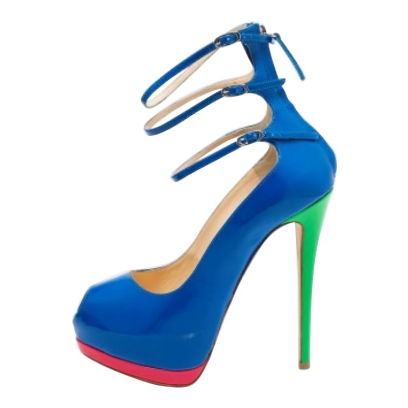 Giuseppe Zanotti escarpins à triple bride à bout ouvert en cuir verni multicolore taille 37