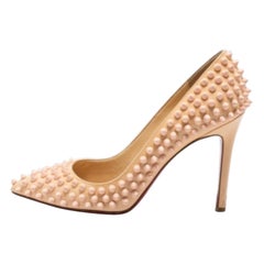 Christian Louboutin Light Peach Patent Leather Pigalle Spikes Pumps Size 36.5