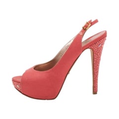 Gina escarpins à bout ouvert ornés de cristaux rose corail, taille 39,5