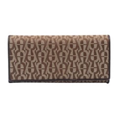 Portafoglio continentale con patta in tela e pelle Aigner Beige/Marrone