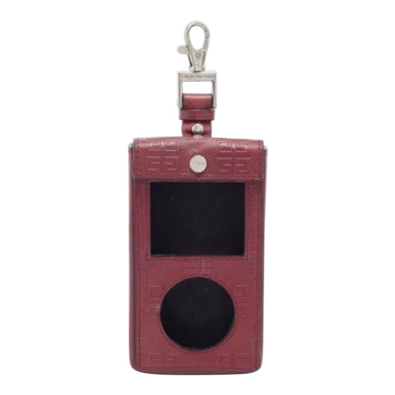 Givenchy Burgundy Monogram Embossed Leather iPod Case For Sale