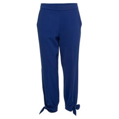 Boutique Moschino Blue Crepe Stretch Bow Detail Trousers M