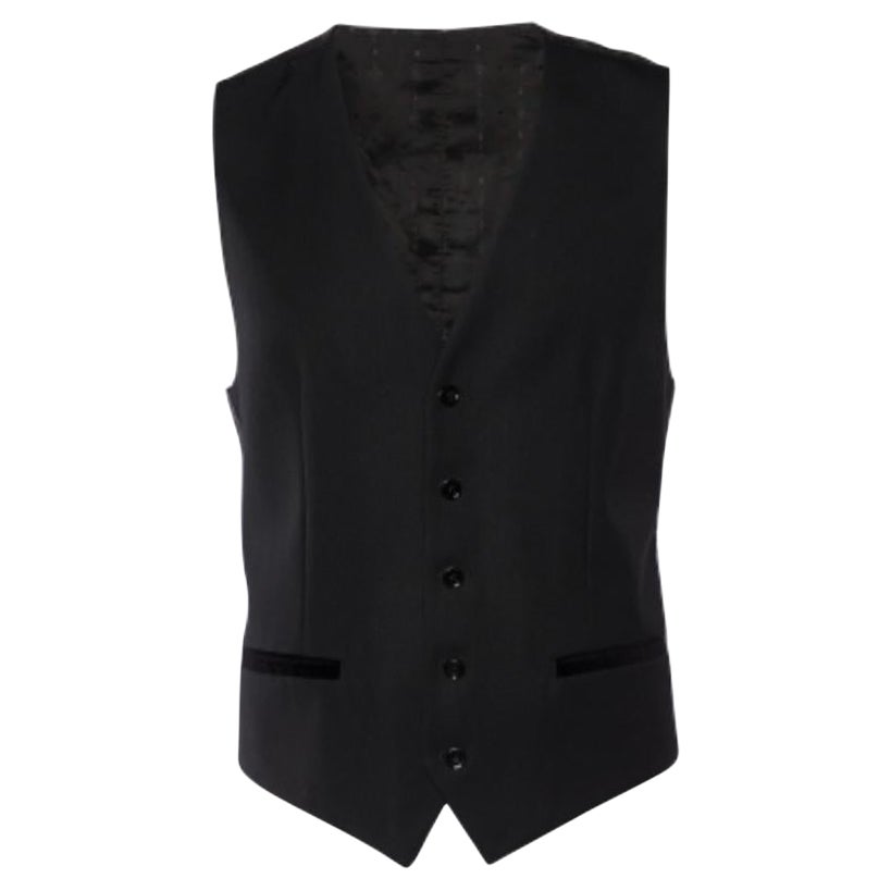 Dolce & Gabbana Gilet nero in lana e seta con bottoni sul davanti M.