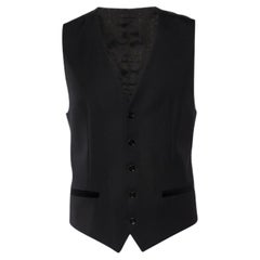 Dolce & Gabbana Gilet nero in lana e seta con bottoni sul davanti M.