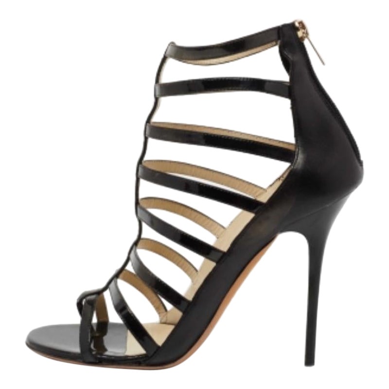 Jimmy Choo Sandalias gladiadoras de charol negro y piel talla 39.5