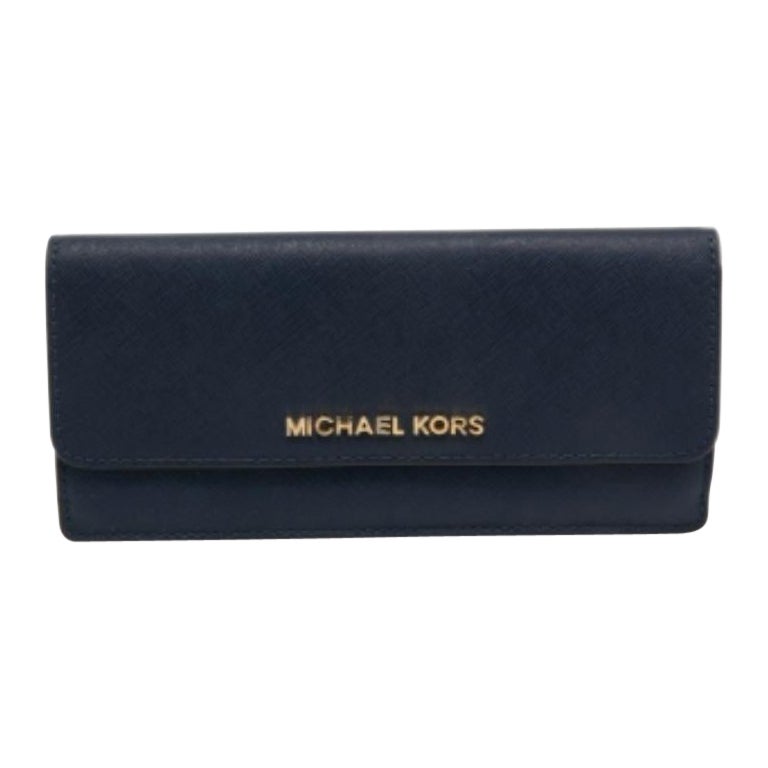 Michael Kors - Portefeuille de voyage Jet Set en cuir bleu