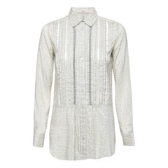 Etro - Camicetta a maniche lunghe con bottoni in cotone e pizzo grigio S