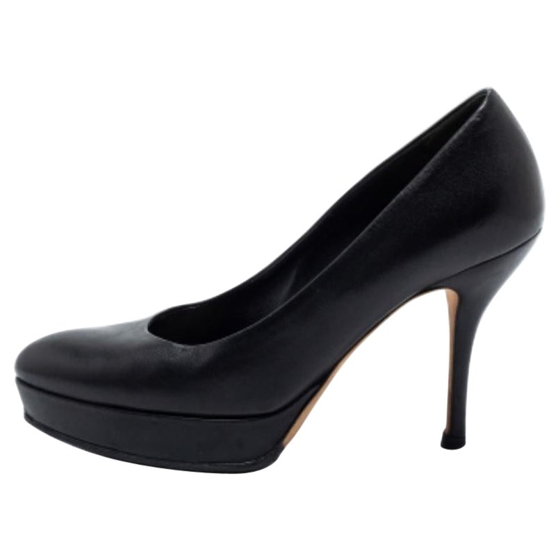 Gucci escarpins à plateforme en cuir noir Taille 37 en vente