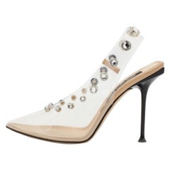 Sergio Rossi Transparent PVC Studded Slingback Pumps Size 40