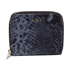 Furla Black/Grey Python Effect Leather Zip Around Wallet