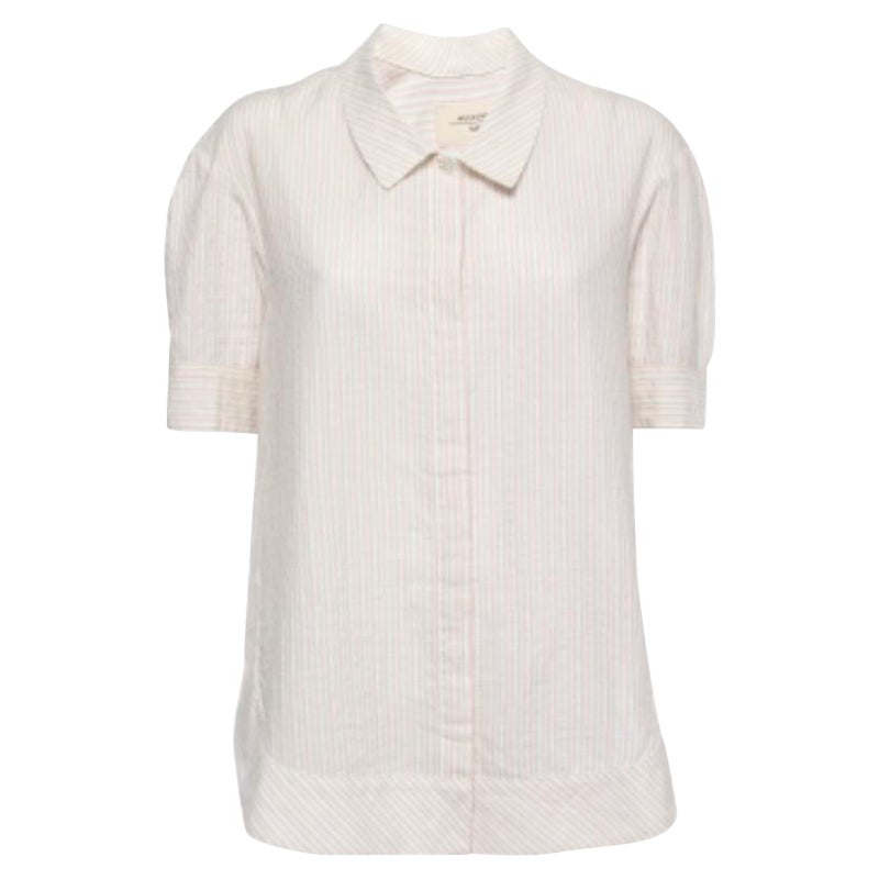 Weekend Max Mara White Camicia a righe in cotone con bottoni sul davanti S.S. White