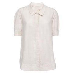 Weekend Max Mara White Camicia a righe in cotone con bottoni sul davanti S.S. White