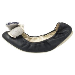 Prada Navy Blue Leather Scrunch Ballet Flats Size 38.5