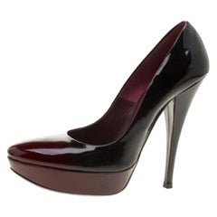 Loriblu Black/Burgundy Ombre Patent Leather Platform Pumps Size 39