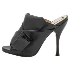 N°21 Black Leather Ronny Pleated Open Toe Mules Size 39