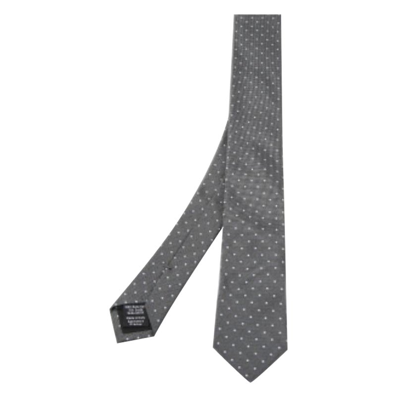Boss By Hugo Boss - Cravate en soie jacquard grise à motifs de points
