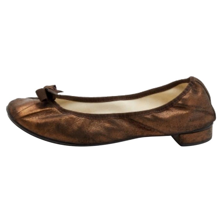 Repetto Bailarinas con Lazo de Ante Bronce Metalizado Talla 41